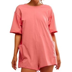 Free people Hot shot tee romper (hibiscus)